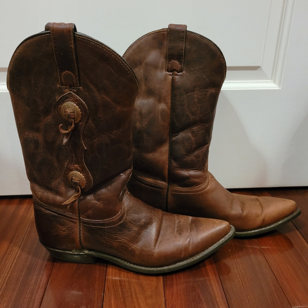 Mens Vintage Capezio Brown Leather Cowboy Boots, Size 10D